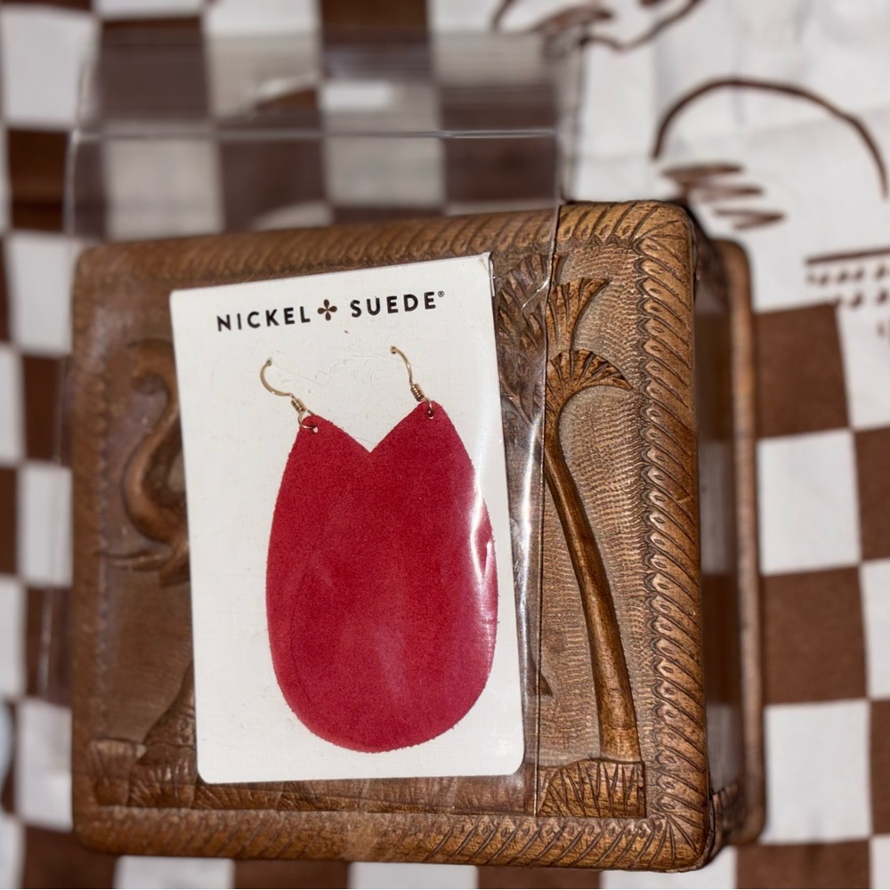 Nickel & Suede Red Earrings